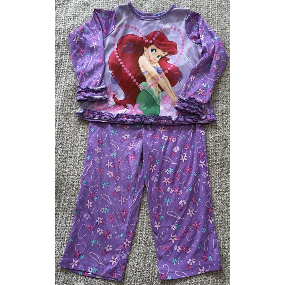 Vintage Ariel Pajamas Size 3T The Little Mermaid Disney Princess Y2K Purple Set